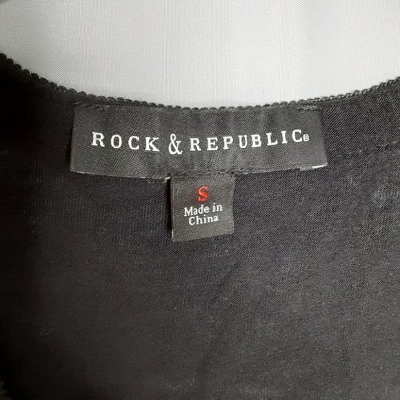 Rock & Republic Rhinestone Embellished Short Sleeve Top - Picture 2 of 6